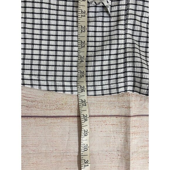 Max Studio Women's Black And White Plaid Half Puff Sleeve Blouse - Large - Picture 6 of 12